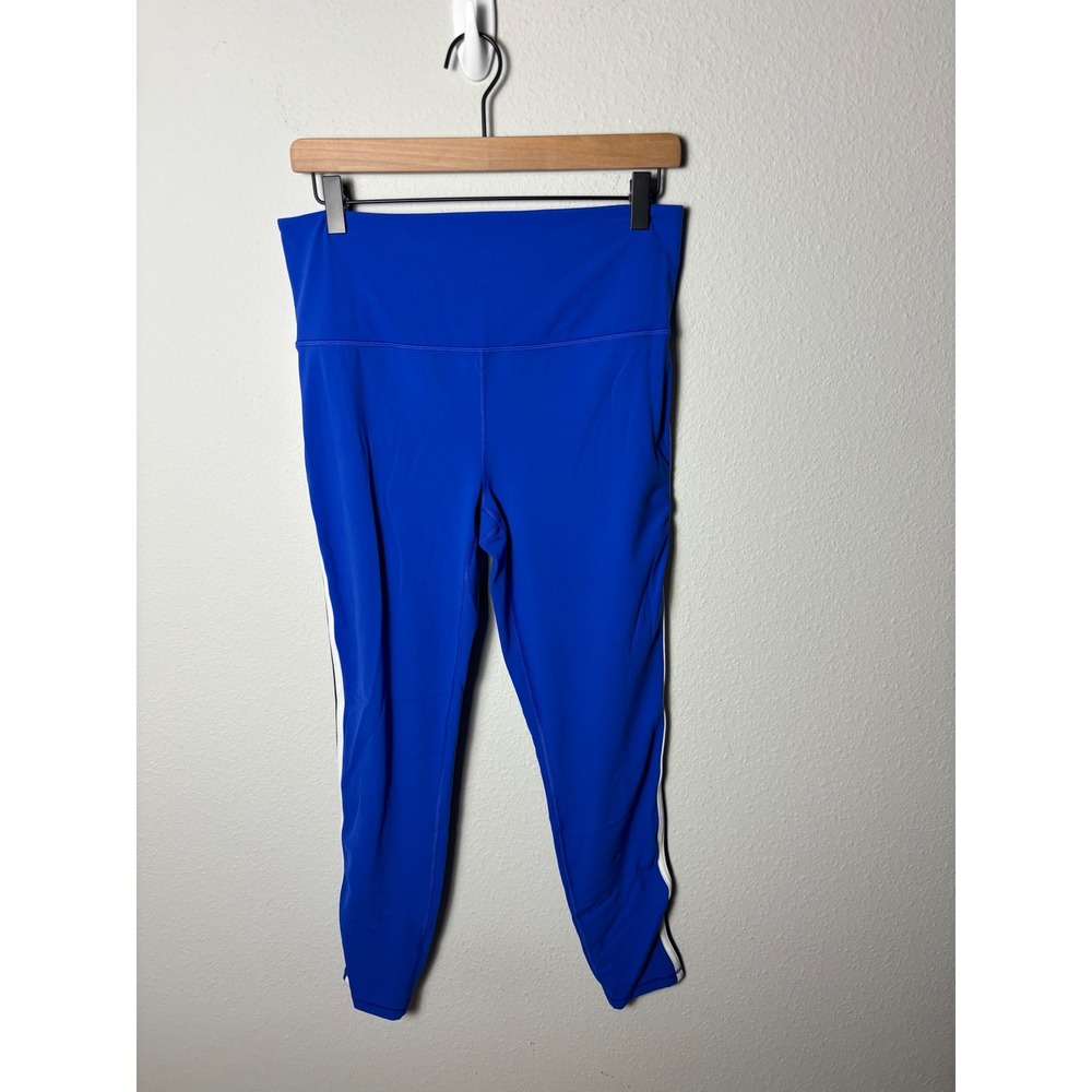 Athleta Ultra High Rise Elation Tight Leggings Blue White Stripe Large